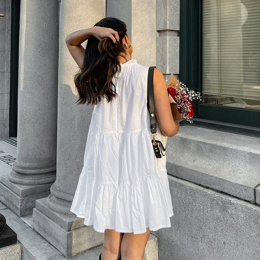 Round Neck Sexy Bow Tie Elegant Loose Temperament Dress