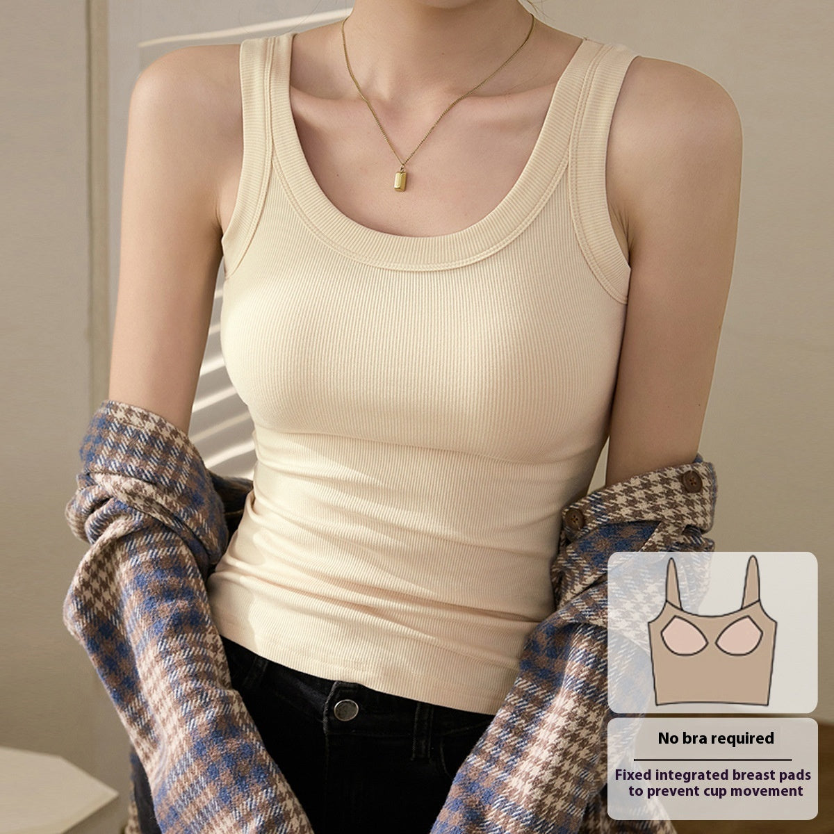 High Elastic Fine Thread Cotton Cover Supernumerary Breast Anti-exposure Underwear Spaghetti-strap Slip