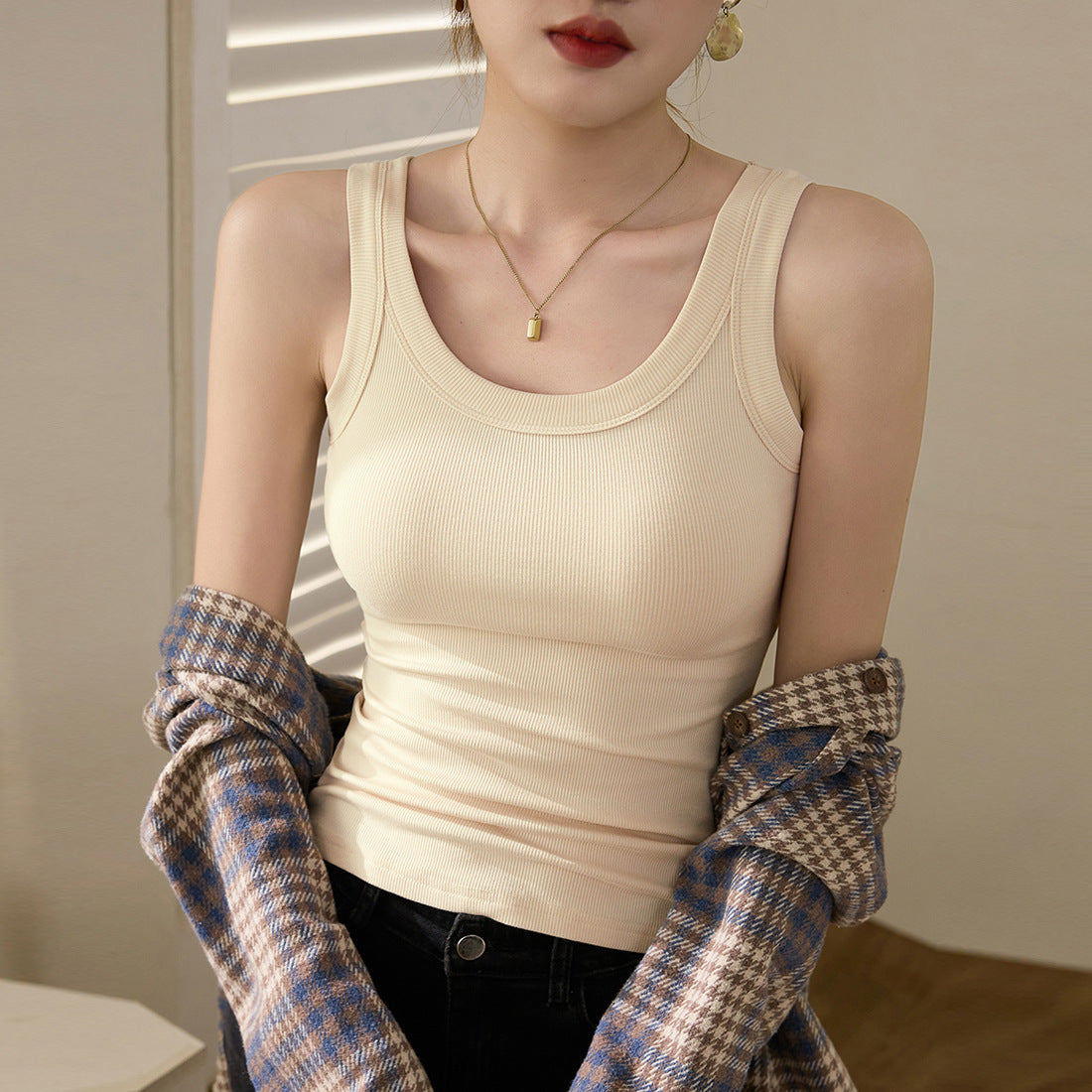 High Elastic Fine Thread Cotton Cover Supernumerary Breast Anti-exposure Underwear Spaghetti-strap Slip