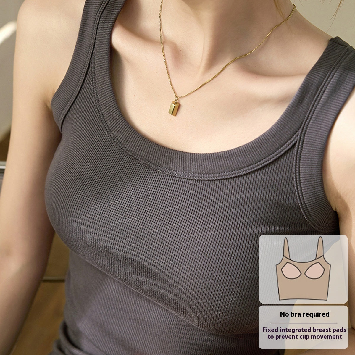 High Elastic Fine Thread Cotton Cover Supernumerary Breast Anti-exposure Underwear Spaghetti-strap Slip