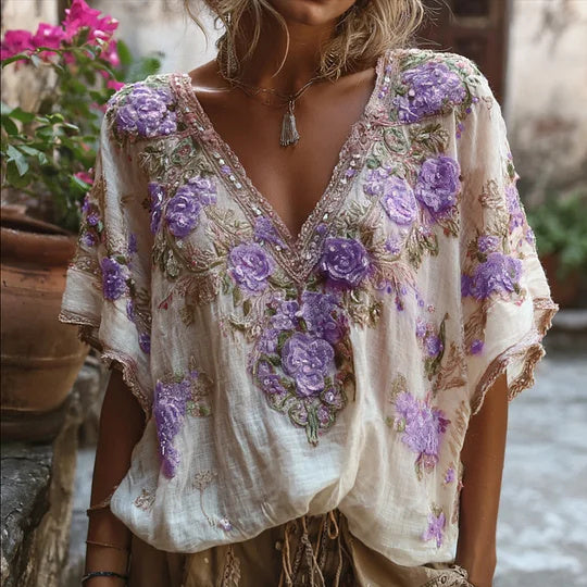 Elegant New Style Jacquard Off-shoulder Short Sleeve Top