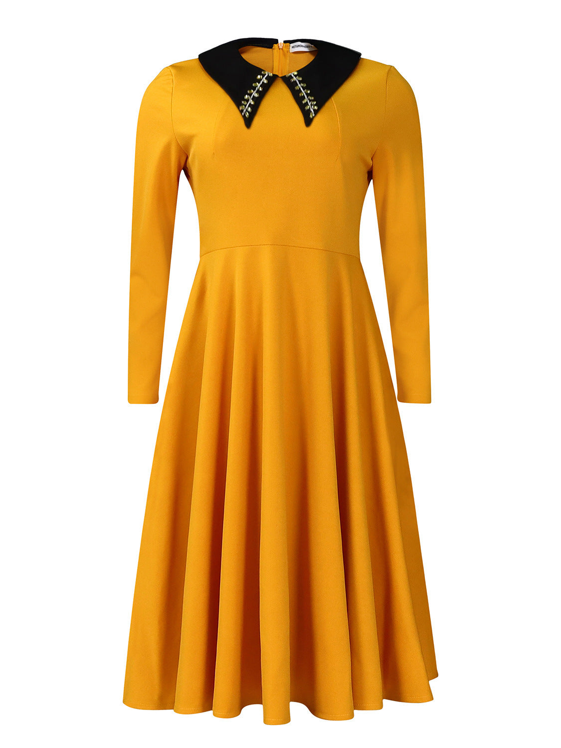 Long Sleeve Lapel Elegant Slimming Large Hem Dress