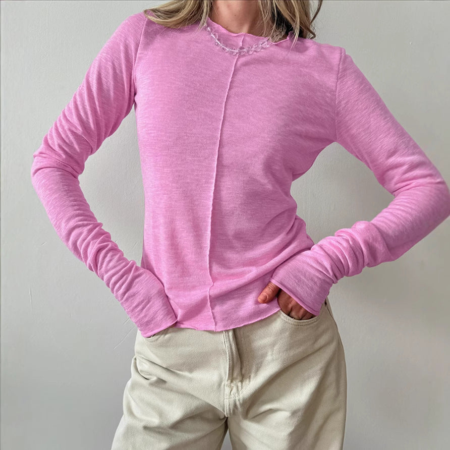 Fashion Round Neck Pullover Long Sleeve T-shirt