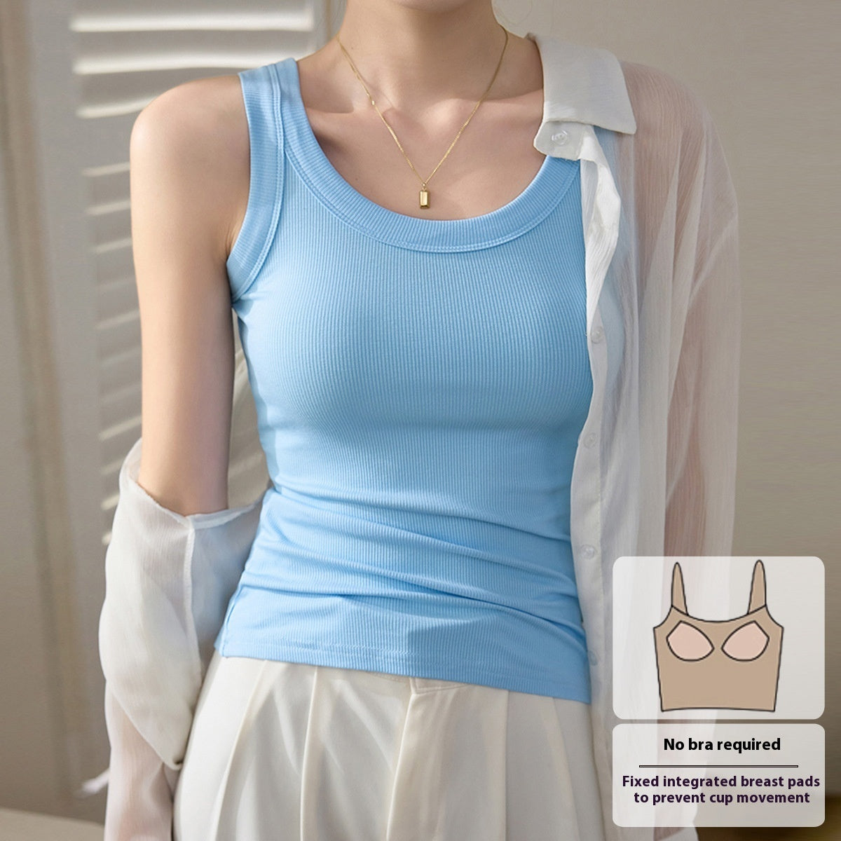 High Elastic Fine Thread Cotton Cover Supernumerary Breast Anti-exposure Underwear Spaghetti-strap Slip