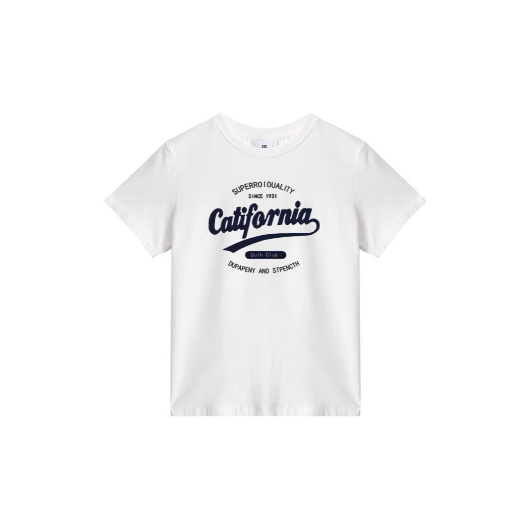 Round Neck Letter Print Simple Casual All-match T-shirt