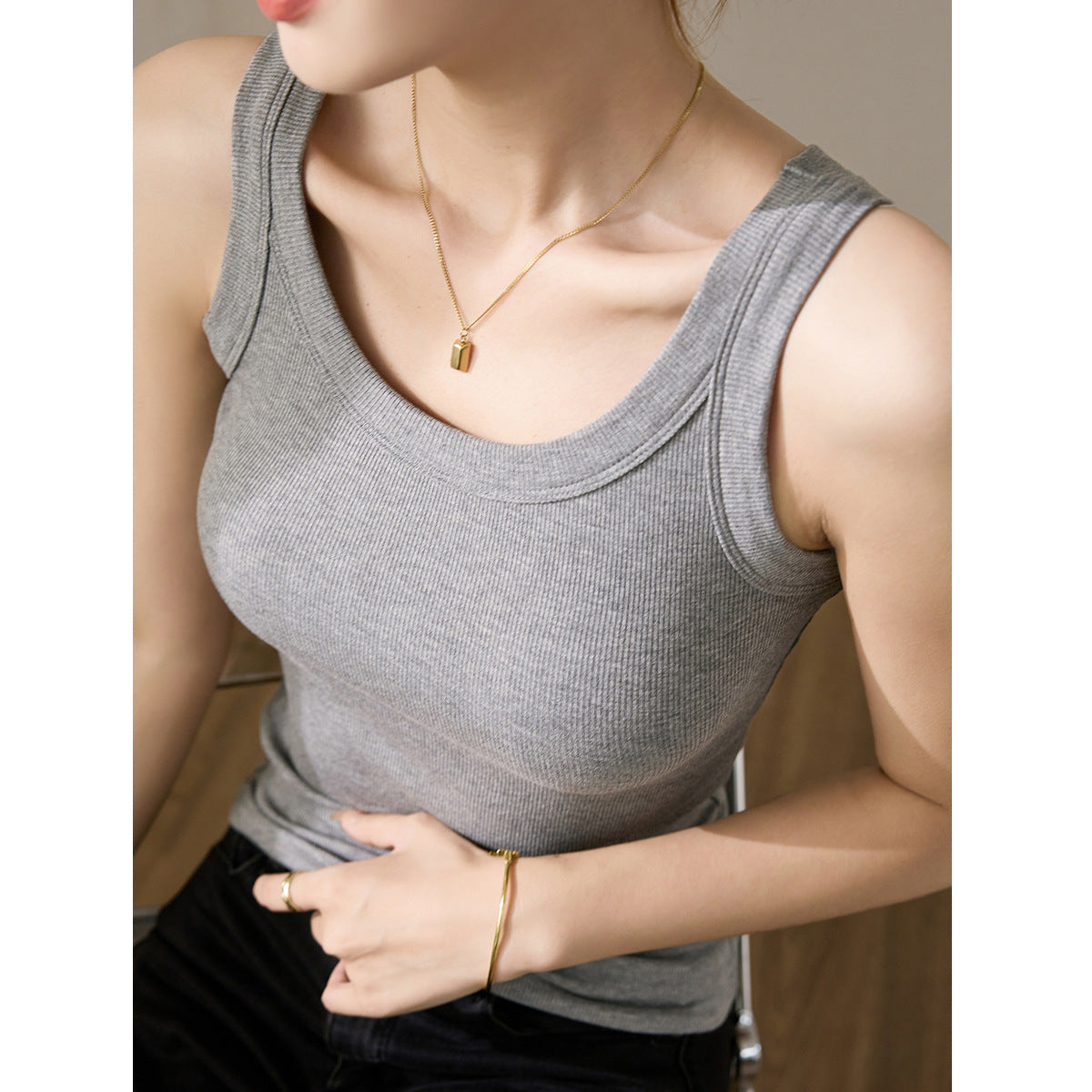 High Elastic Fine Thread Cotton Cover Supernumerary Breast Anti-exposure Underwear Spaghetti-strap Slip