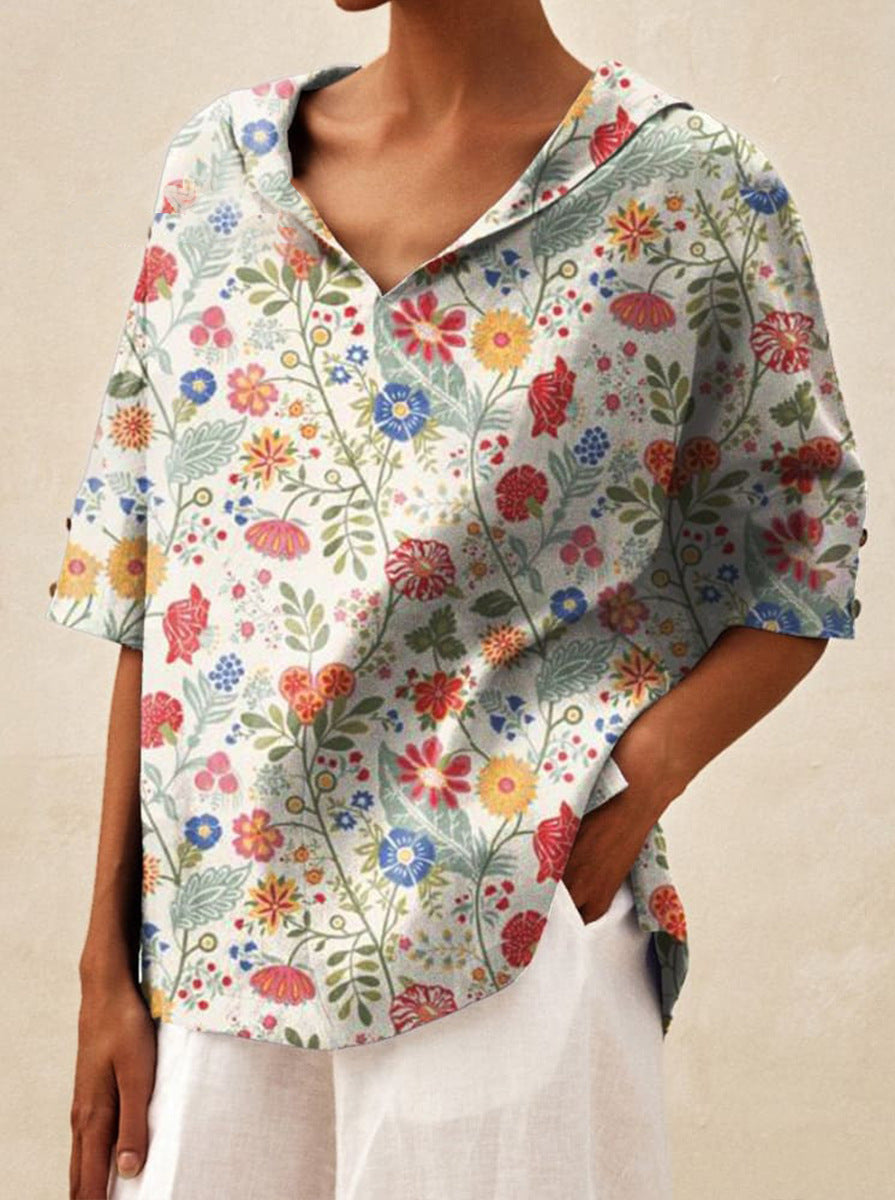 Cotton And Linen Relaxed-fit Hoodie Top T-shirt