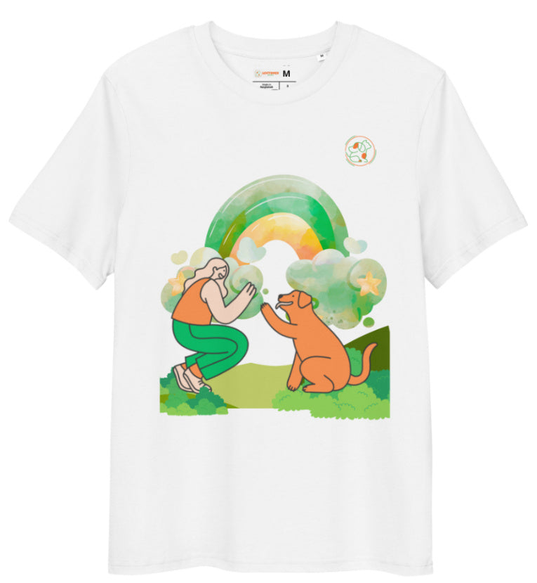 Men's And Women's Solid Color White Printed Short Sleeve