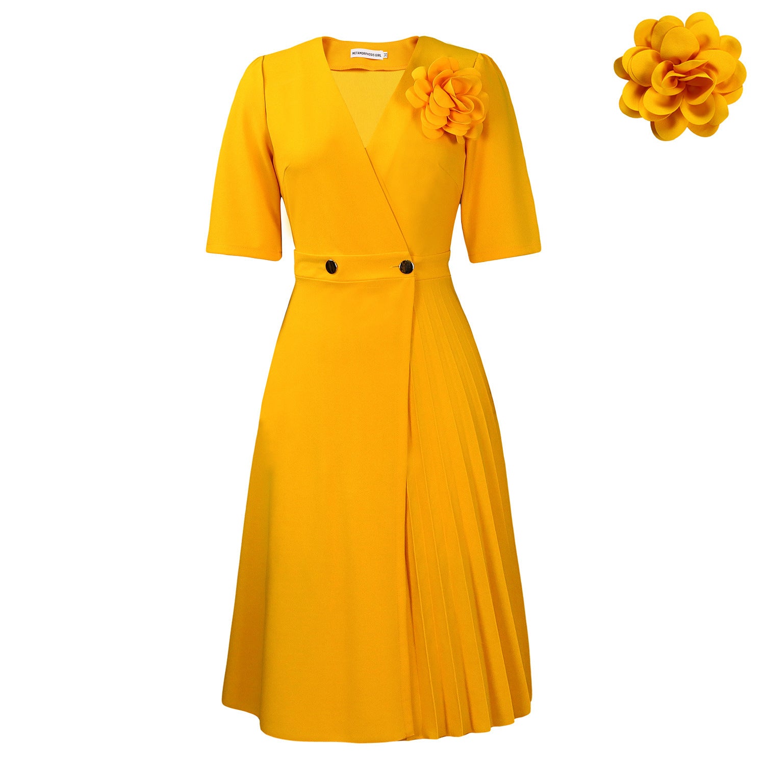 V-neck Fashion Short Sleeve Solid Color Elegant Dress