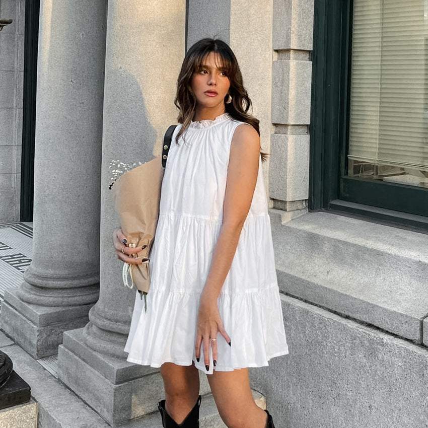 Round Neck Sexy Bow Tie Elegant Loose Temperament Dress