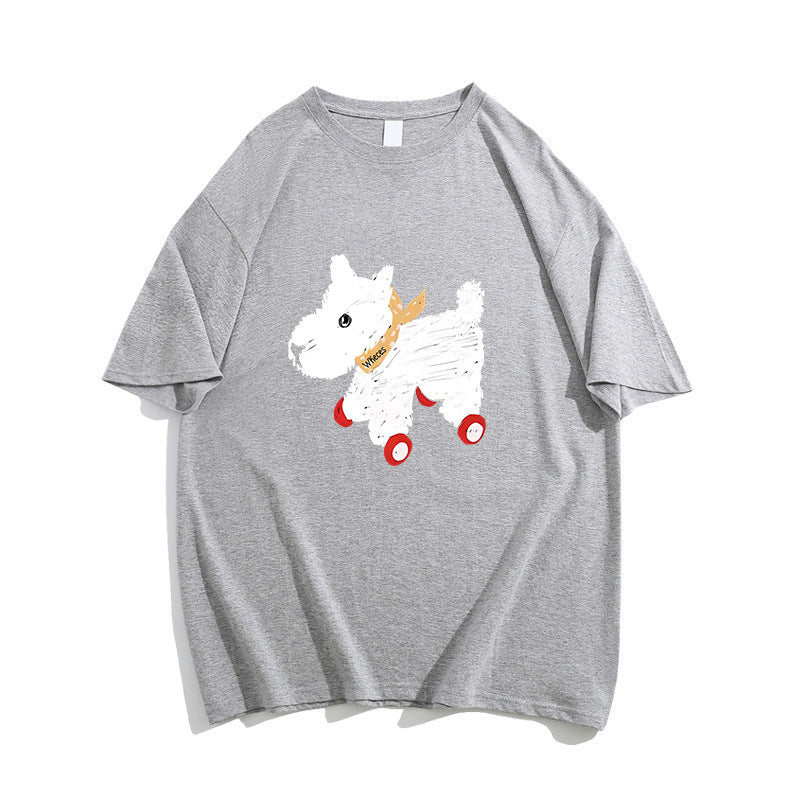 Women's Summer American Retro Loose-fitting Pure Cotton Short Sleeves