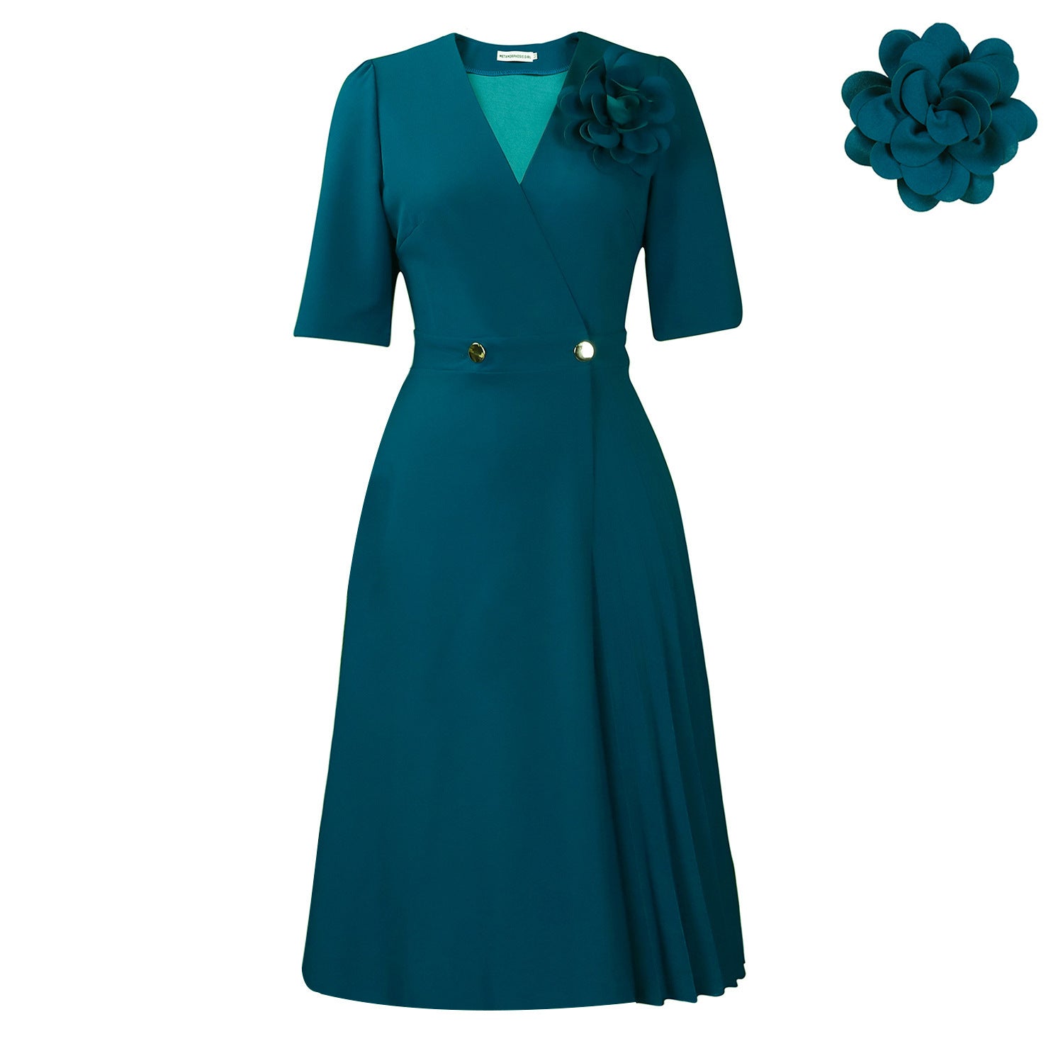 V-neck Fashion Short Sleeve Solid Color Elegant Dress