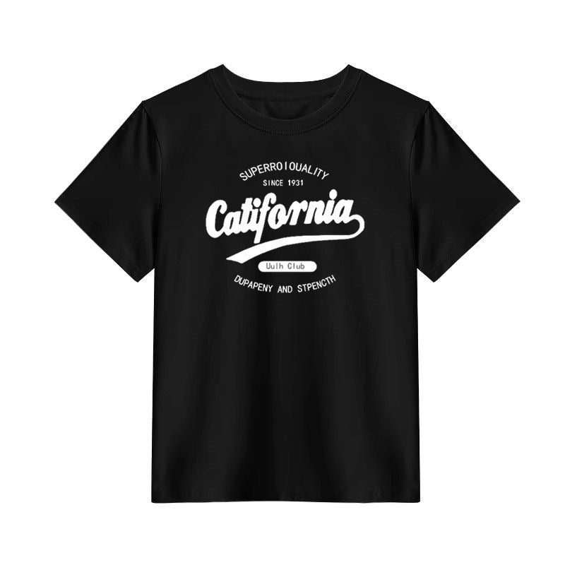 Round Neck Letter Print Simple Casual All-match T-shirt