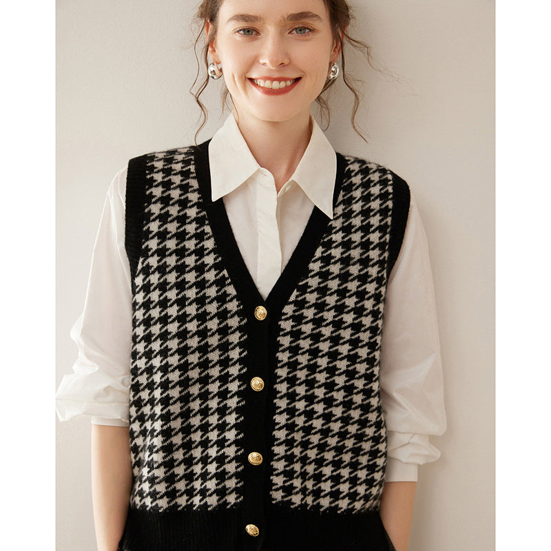 Cashmere Knitted Cardigan Sleeveless Vest Coat