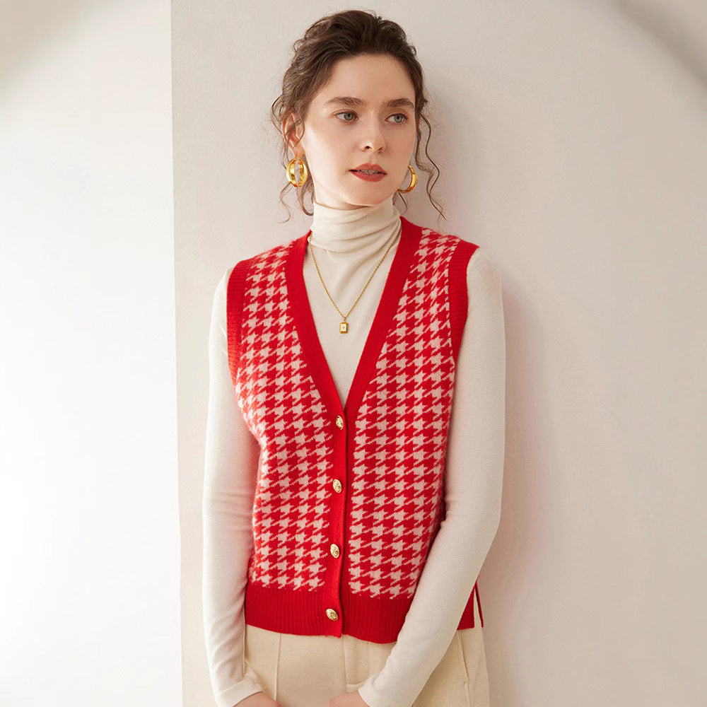Cashmere Knitted Cardigan Sleeveless Vest Coat