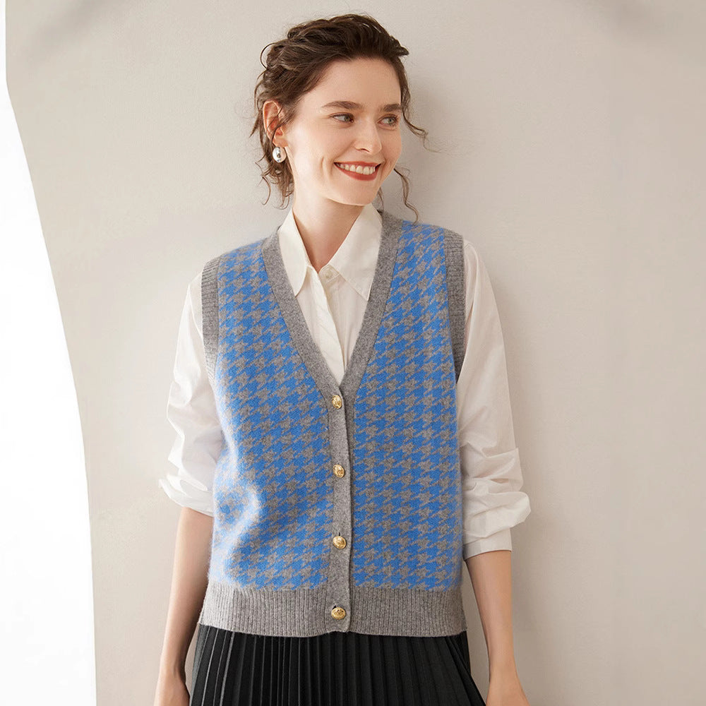 Cashmere Knitted Cardigan Sleeveless Vest Coat