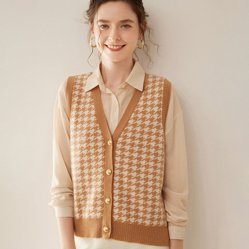 Cashmere Knitted Cardigan Sleeveless Vest Coat