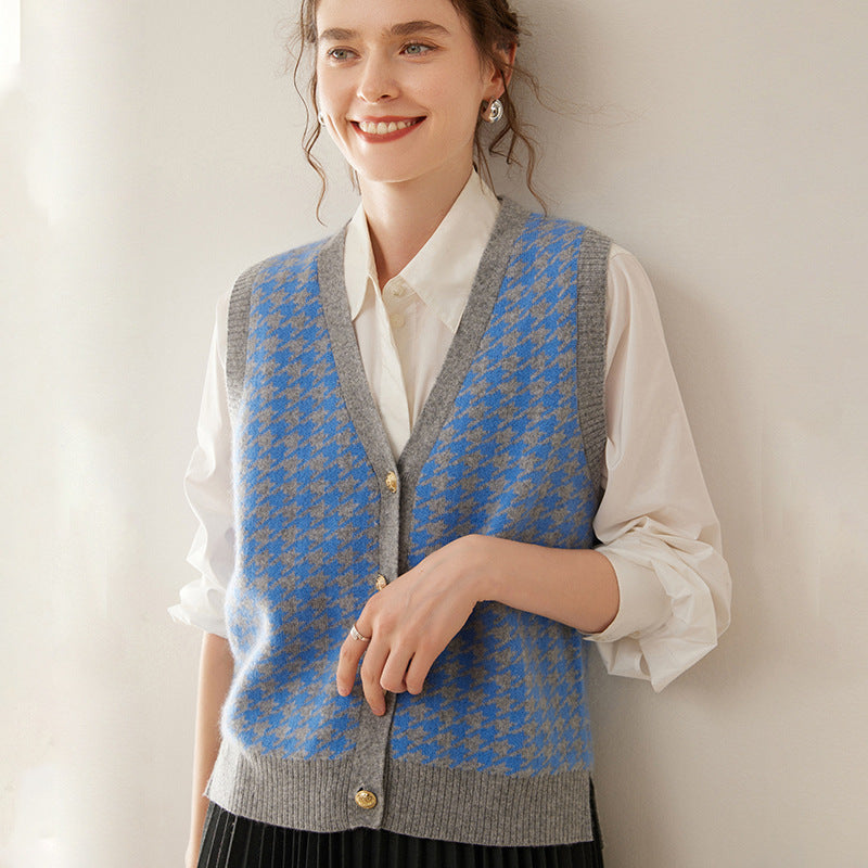 Cashmere Knitted Cardigan Sleeveless Vest Coat