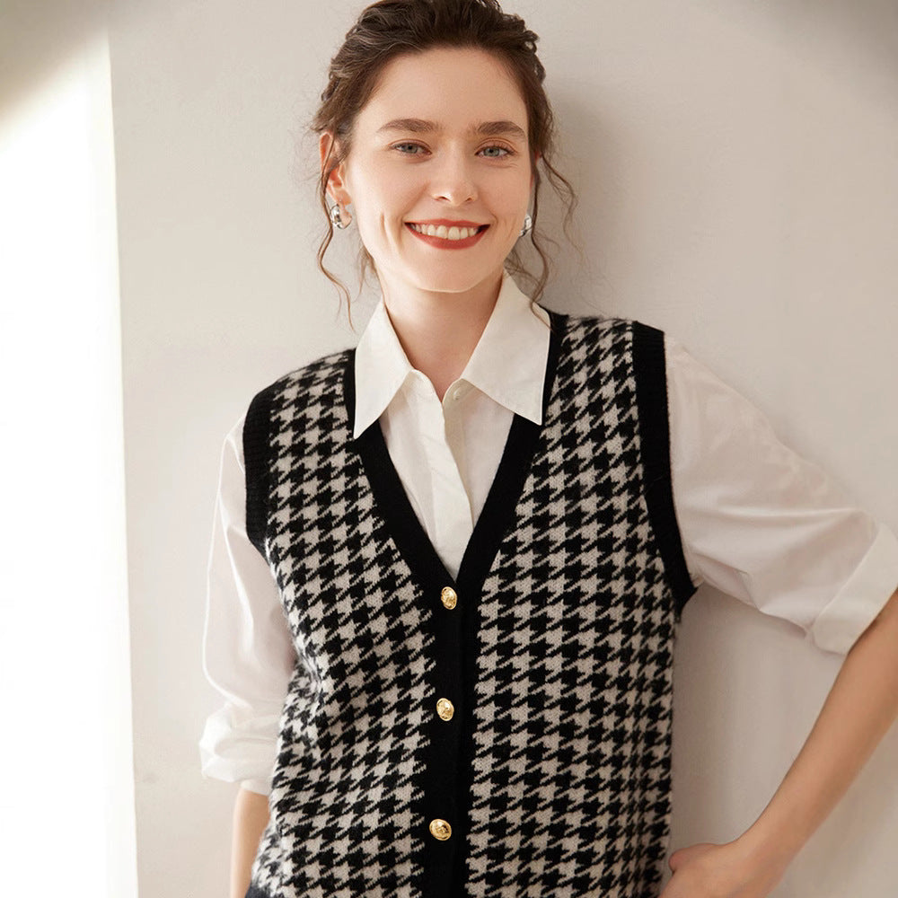 Cashmere Knitted Cardigan Sleeveless Vest Coat