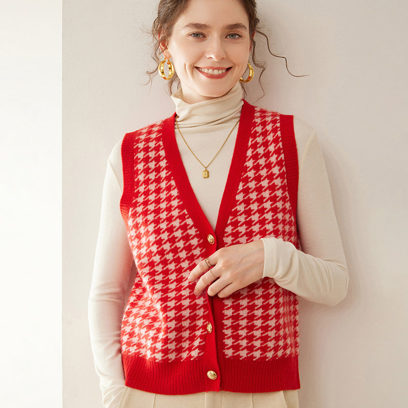 Cashmere Knitted Cardigan Sleeveless Vest Coat