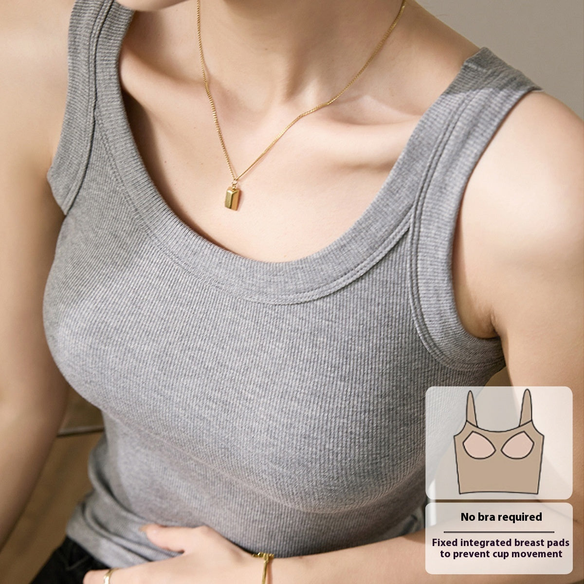 High Elastic Fine Thread Cotton Cover Supernumerary Breast Anti-exposure Underwear Spaghetti-strap Slip
