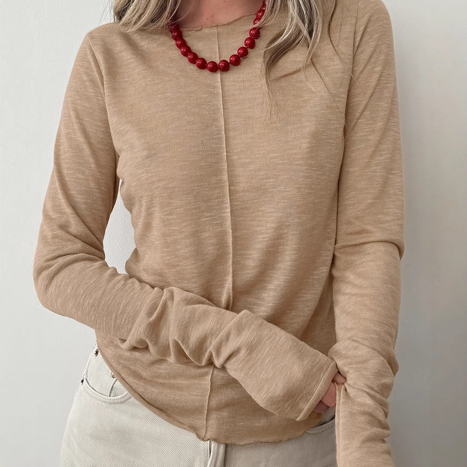 Fashion Round Neck Pullover Long Sleeve T-shirt