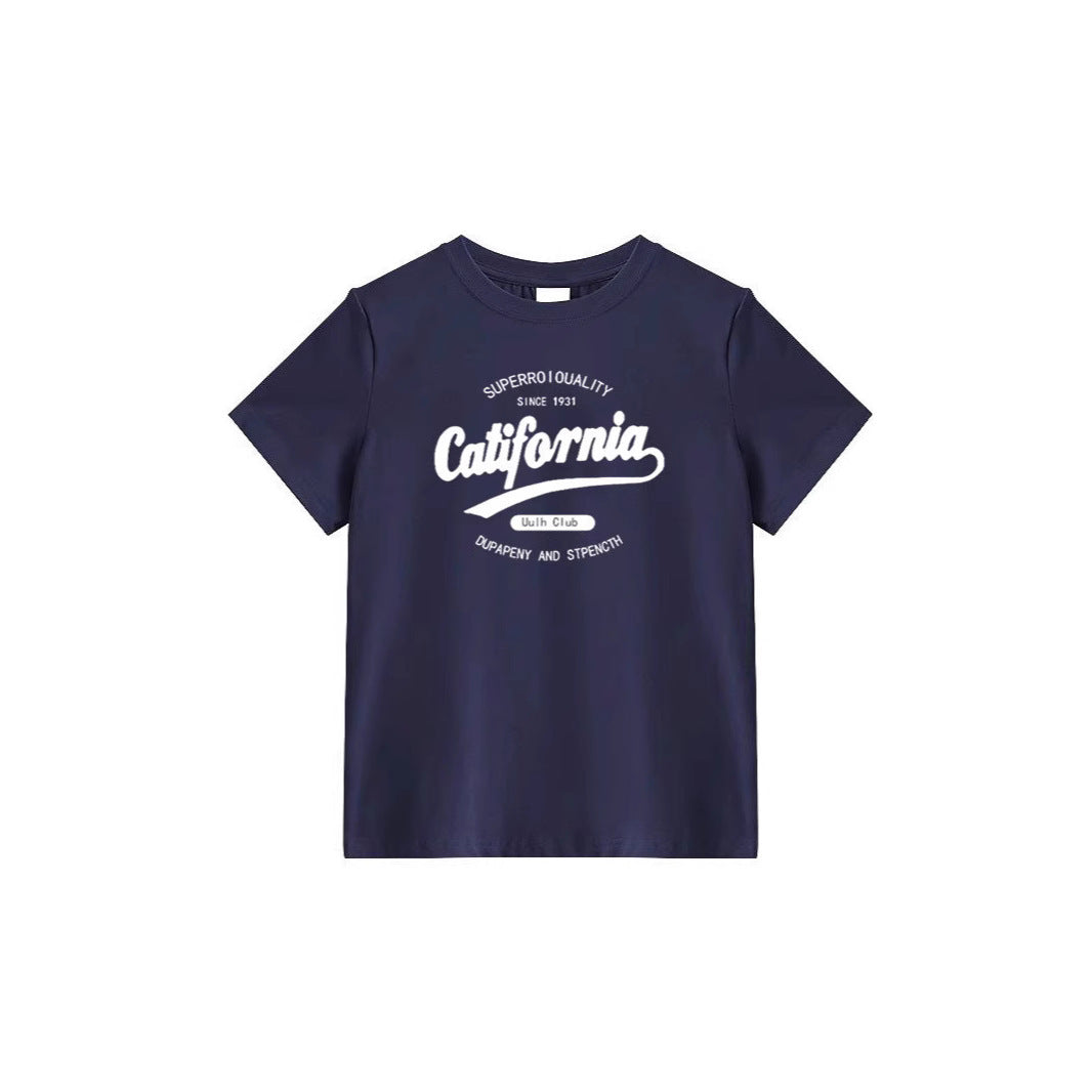 Round Neck Letter Print Simple Casual All-match T-shirt