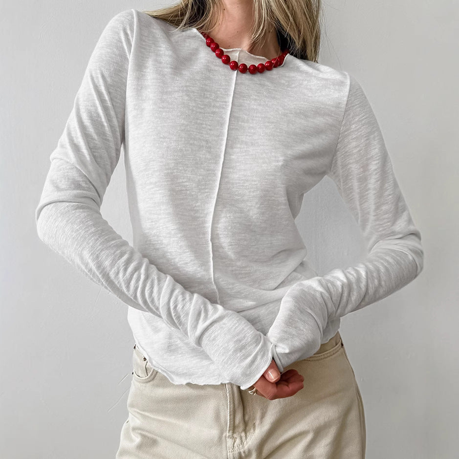 Fashion Round Neck Pullover Long Sleeve T-shirt