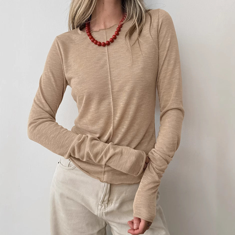 Fashion Round Neck Pullover Long Sleeve T-shirt