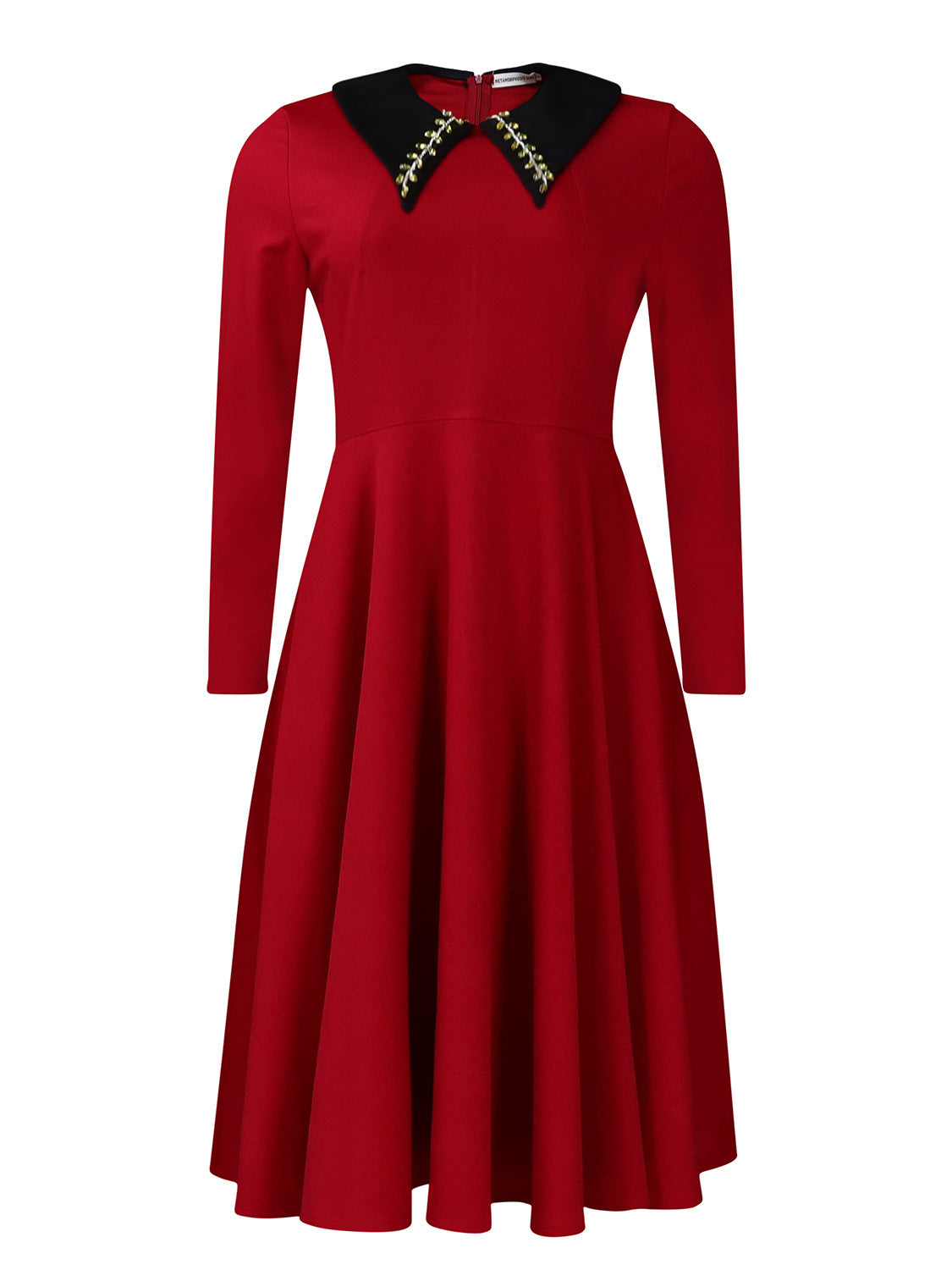 Long Sleeve Lapel Elegant Slimming Large Hem Dress