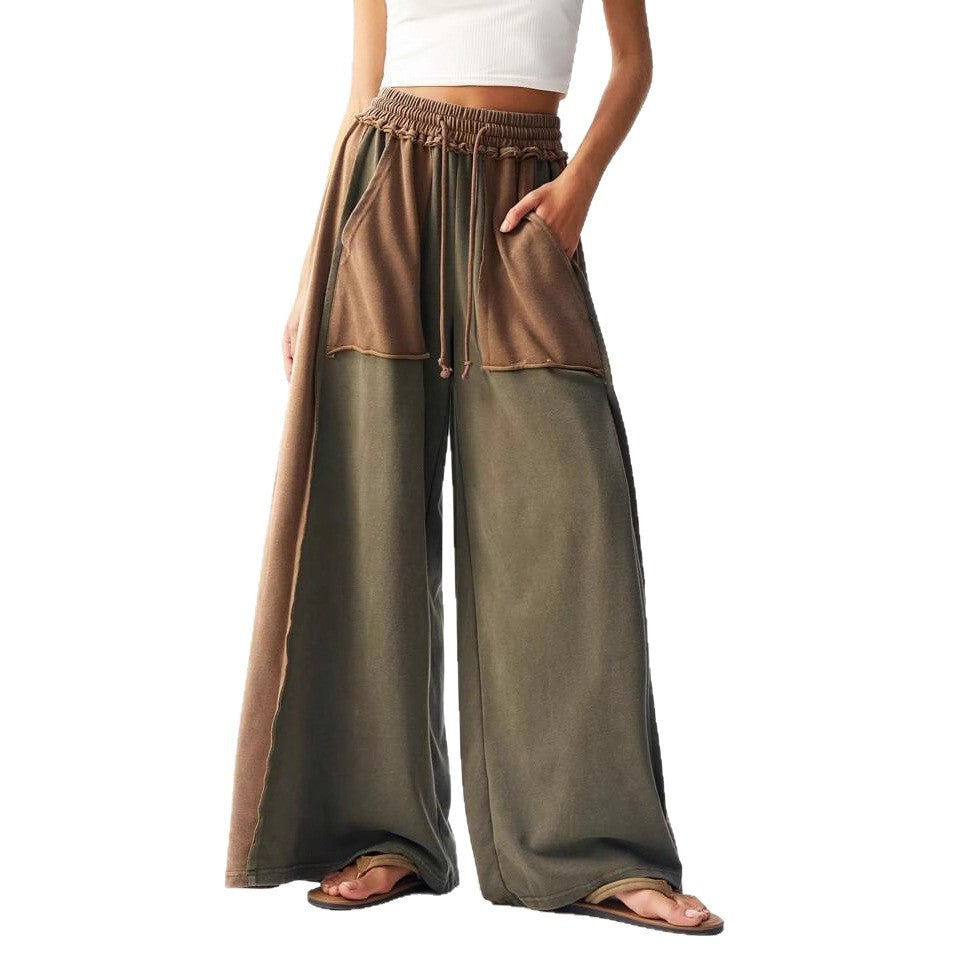 Cotton Casual Loose Japanese Style Retro Minority Splicing Design Casual Pants