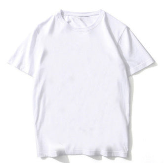 Men's And Women's Solid Color White Printed Short Sleeve
