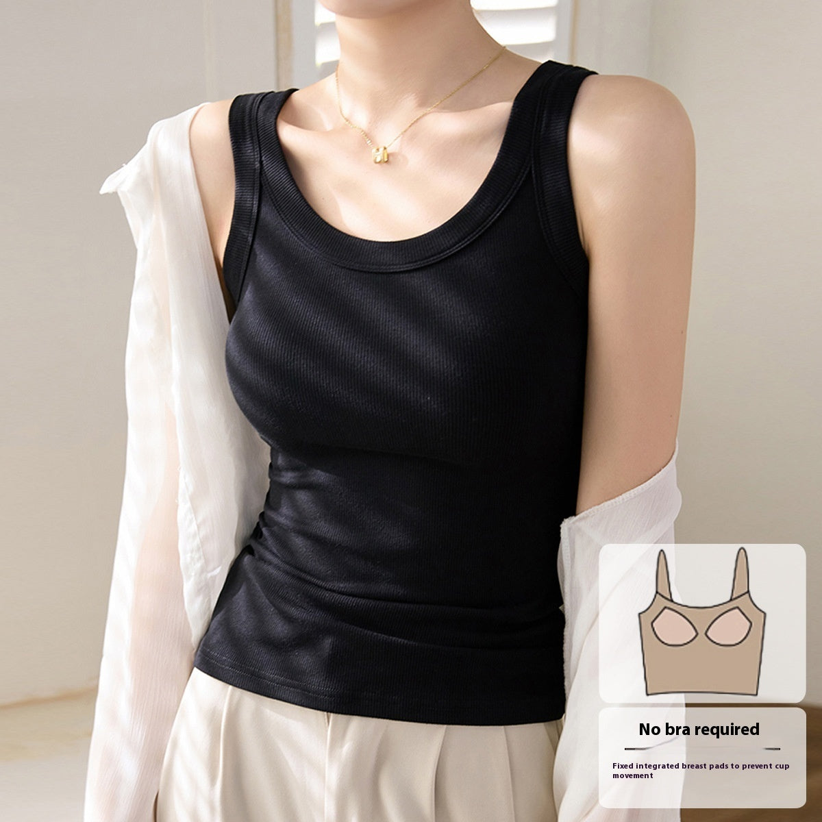 High Elastic Fine Thread Cotton Cover Supernumerary Breast Anti-exposure Underwear Spaghetti-strap Slip