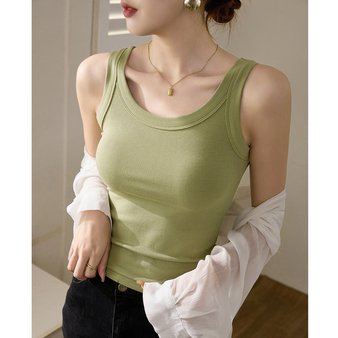 High Elastic Fine Thread Cotton Cover Supernumerary Breast Anti-exposure Underwear Spaghetti-strap Slip
